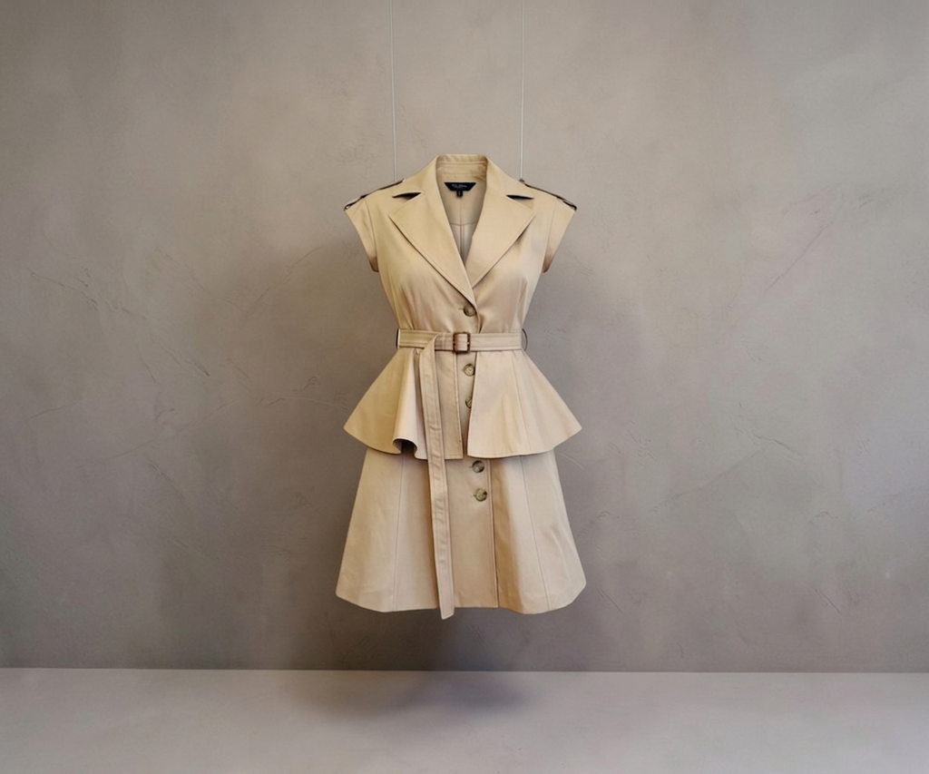 Trench Mini Flare Dress - Khaki TOAST / L