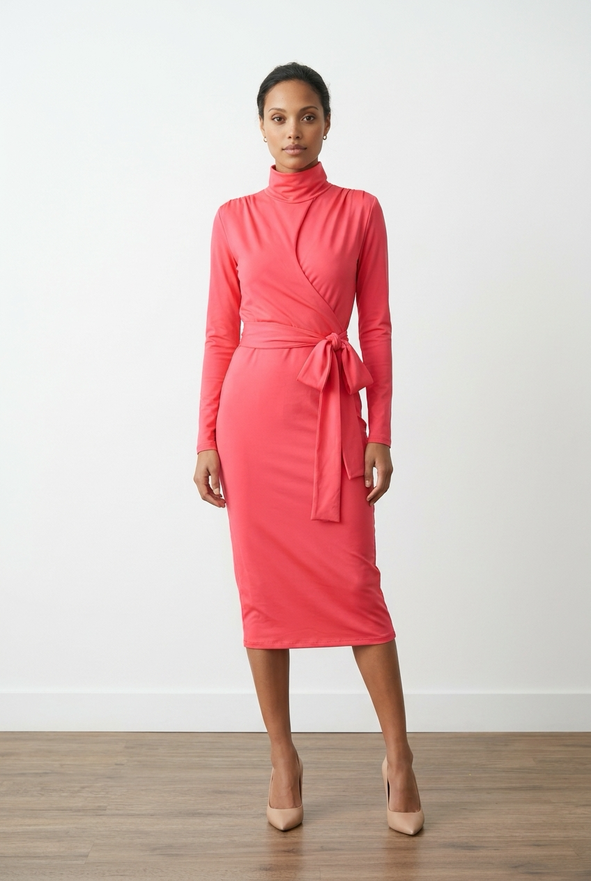 Turtle Neck Joi Dress - Melon - June Delivery