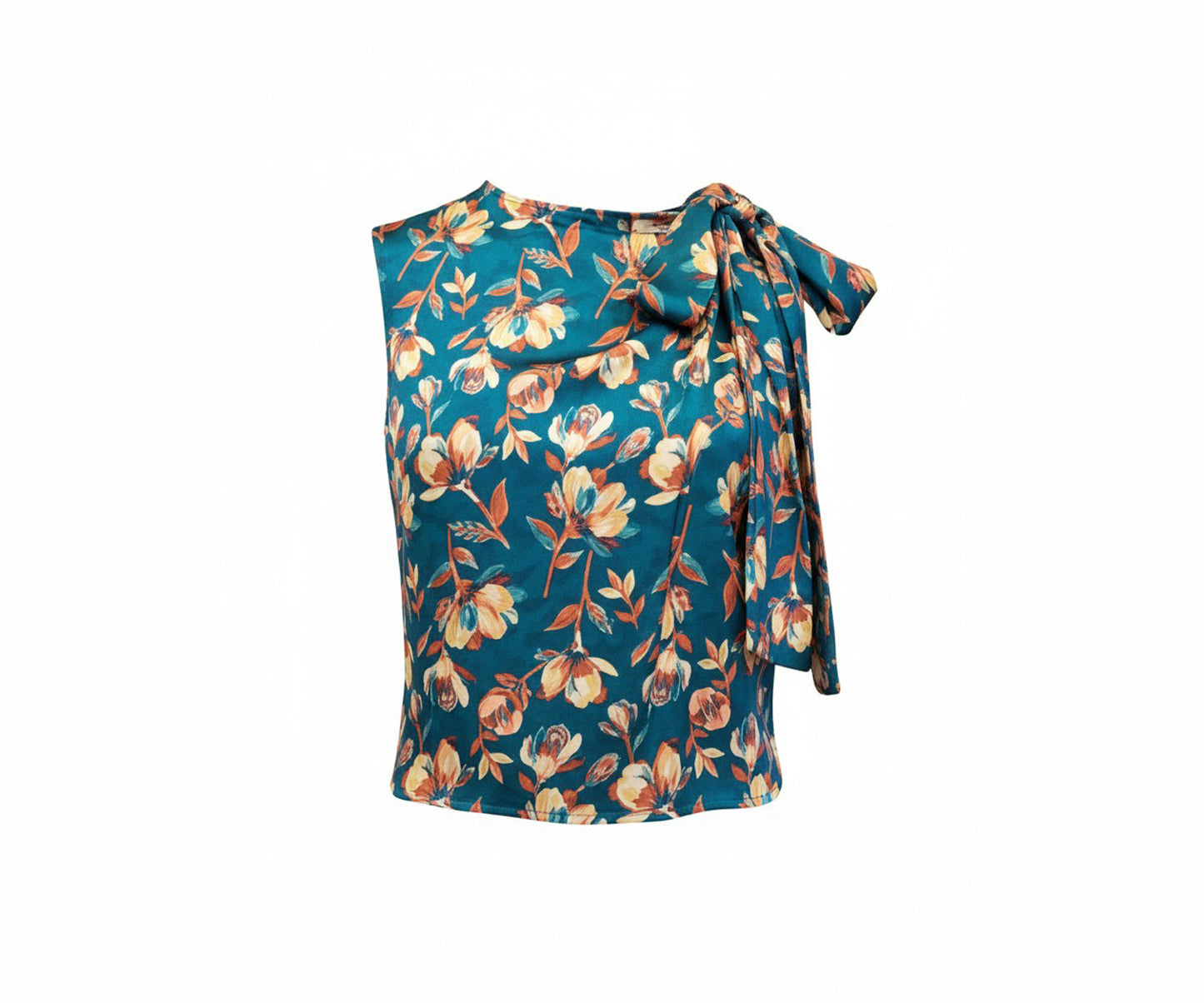 Hammered Satin Floral Bow Blouse