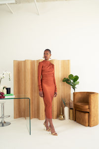 Double Ruched Dress - Copper