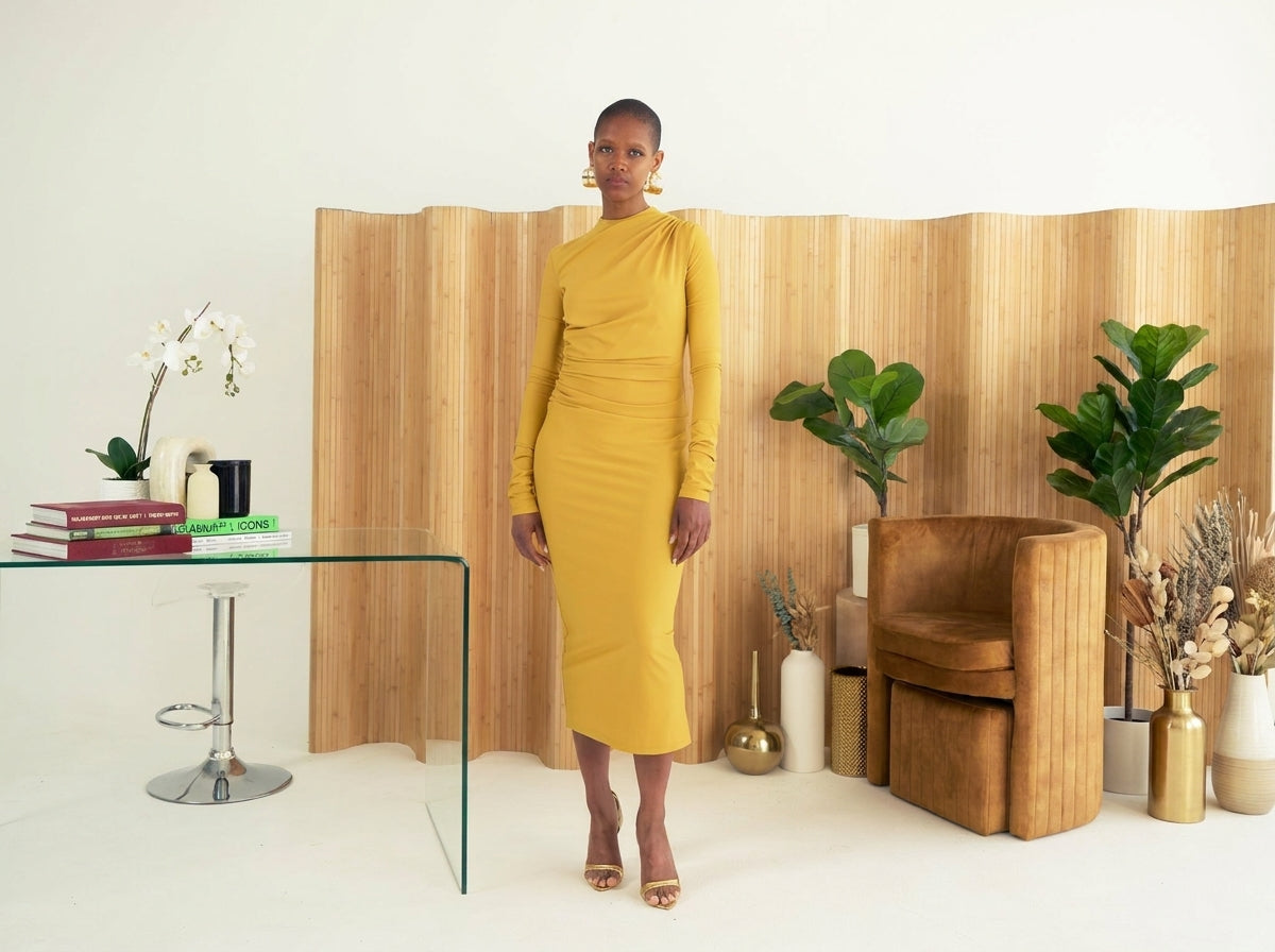 Double Ruched Dress - Marigold