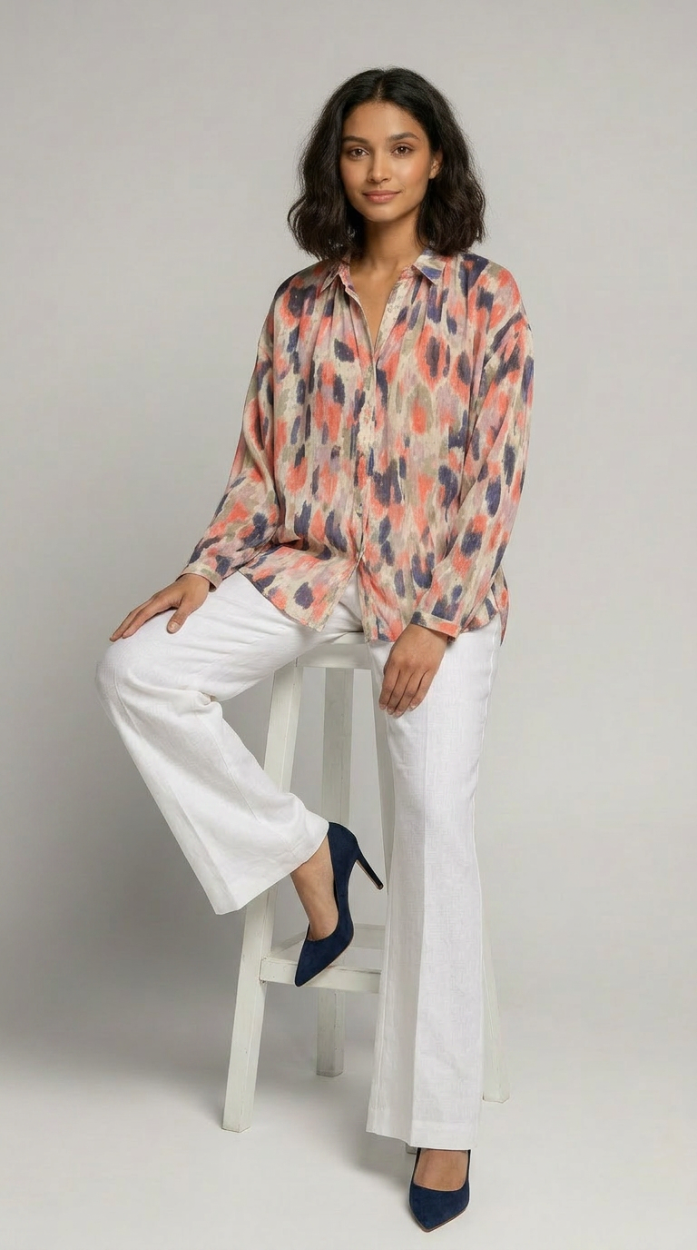 Jane Poet Clip Dot Blouse - Bold Stokes - June Delivery