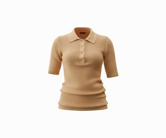 Beach Knit Polo Shirt - Beige