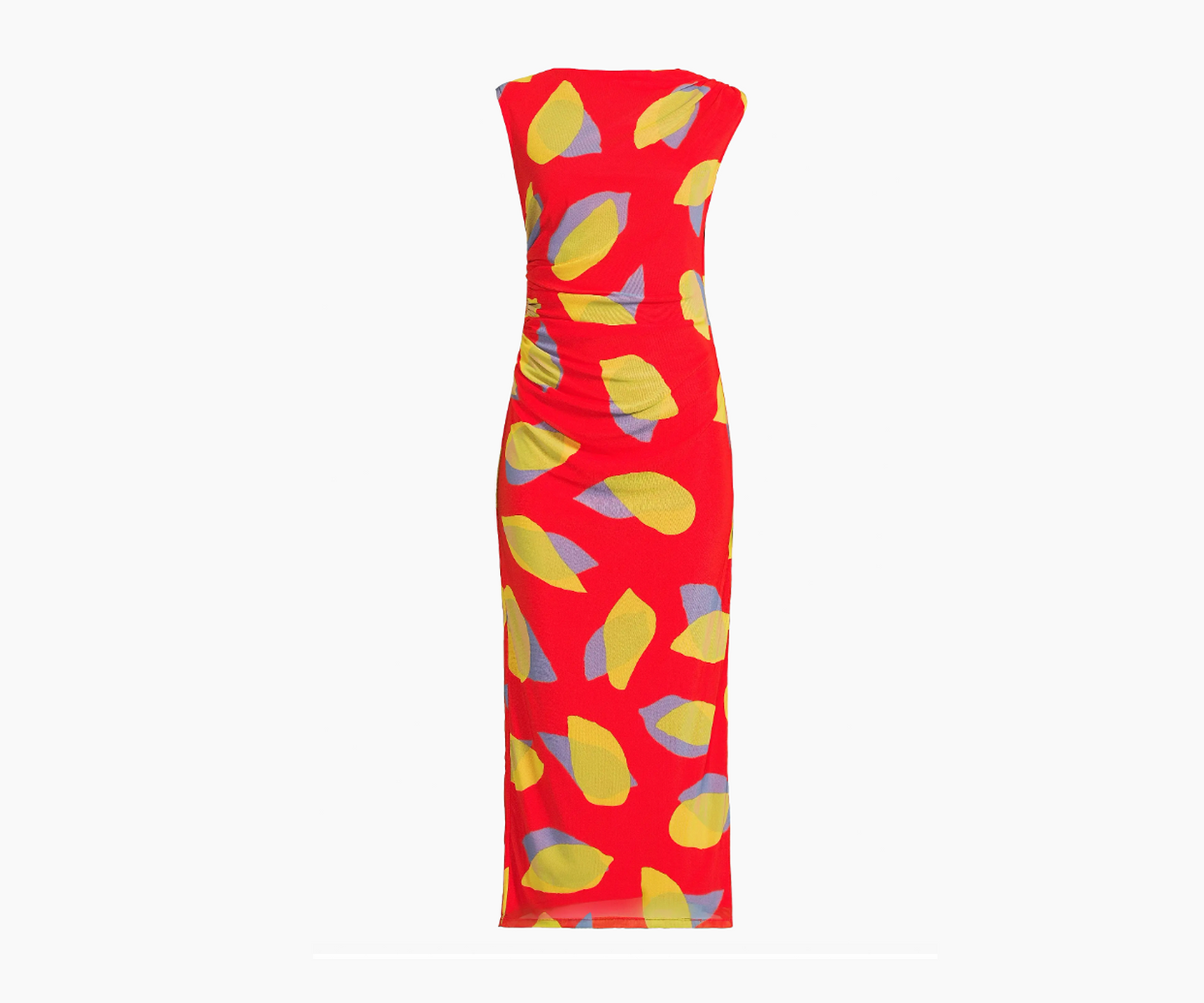 Bold Leaf Double Ruched Mesh Dress