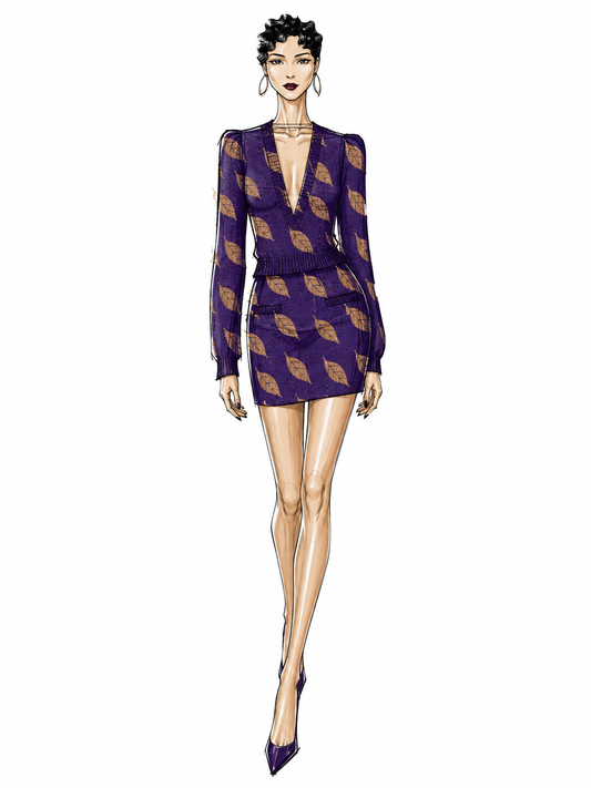 Leaf Jacquard Knit Mini Skirt