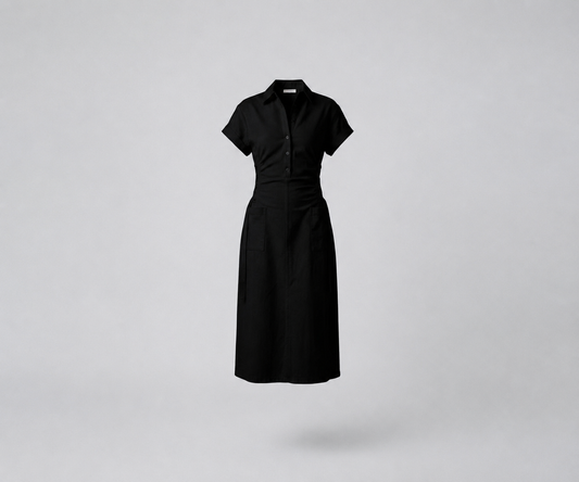 Loki Side Lace Midi Dress - Black