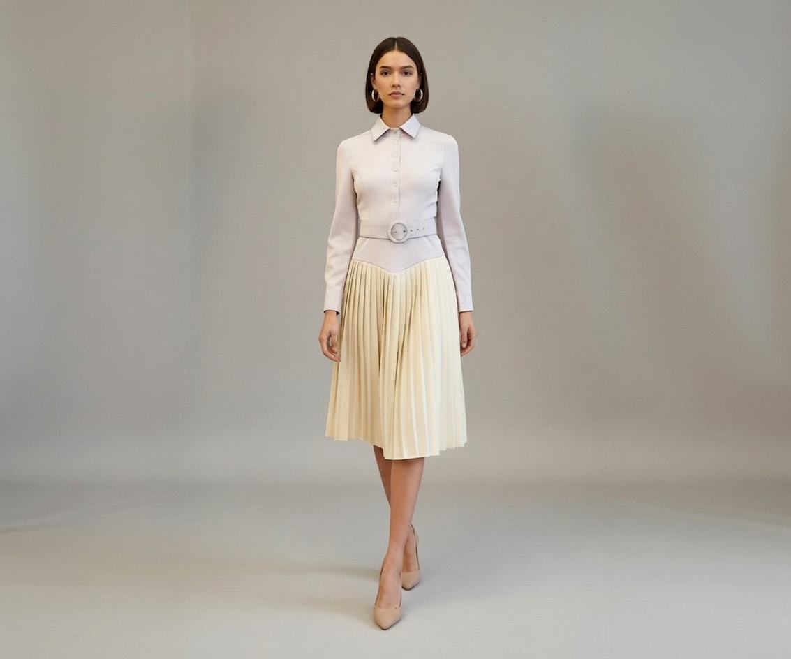 Pleated Placket Dress