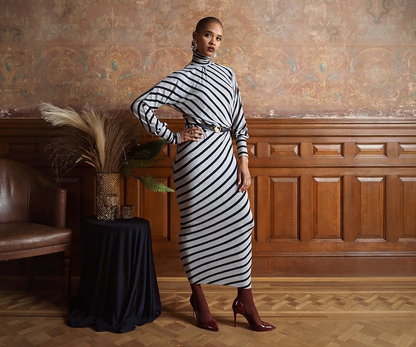 Bias Stripe Knit Dress