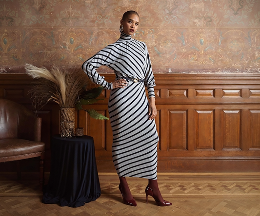 Bias Stripe Knit Dress