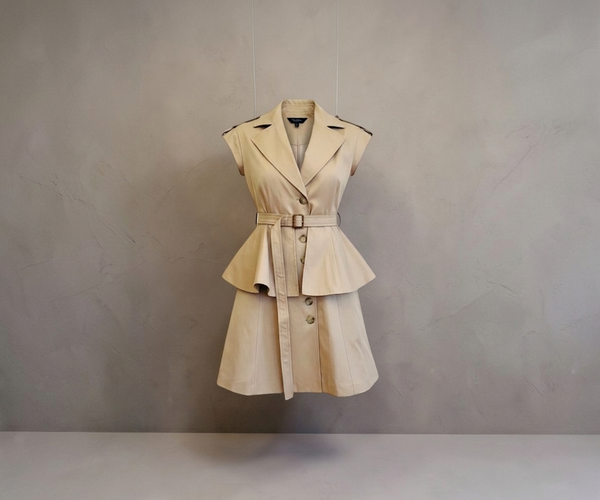khaki umbra mini dress Trench Mini Flare Dress