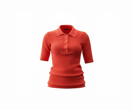 Beach Knit Polo Shirt - Tangerine