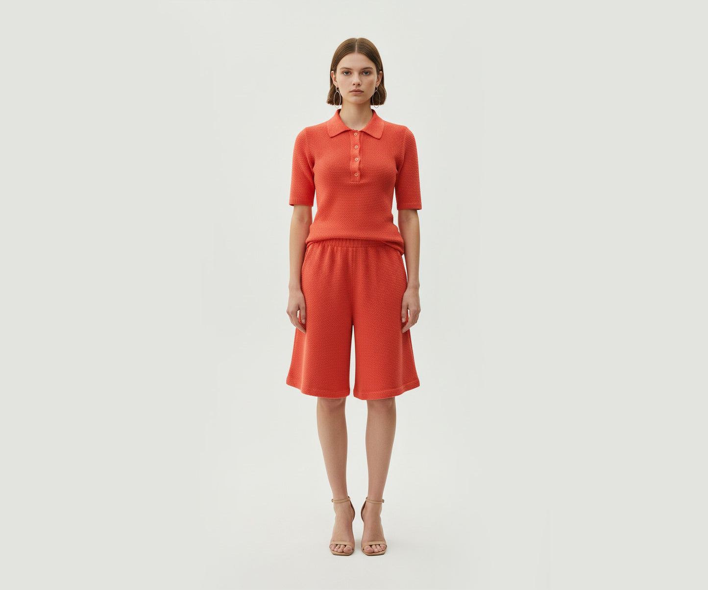 Beach Knit Polo Shirt - Tangerine