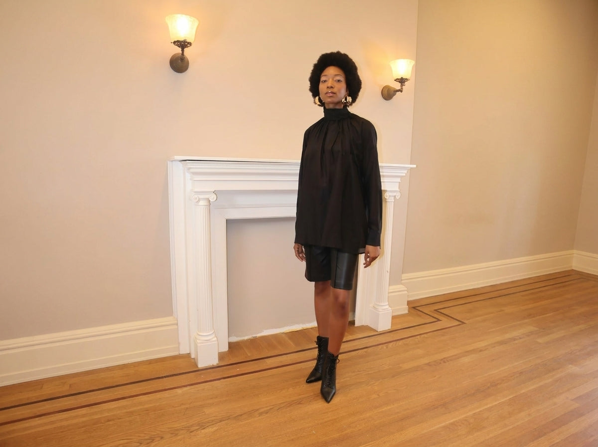 Full Poet Blouse - Black