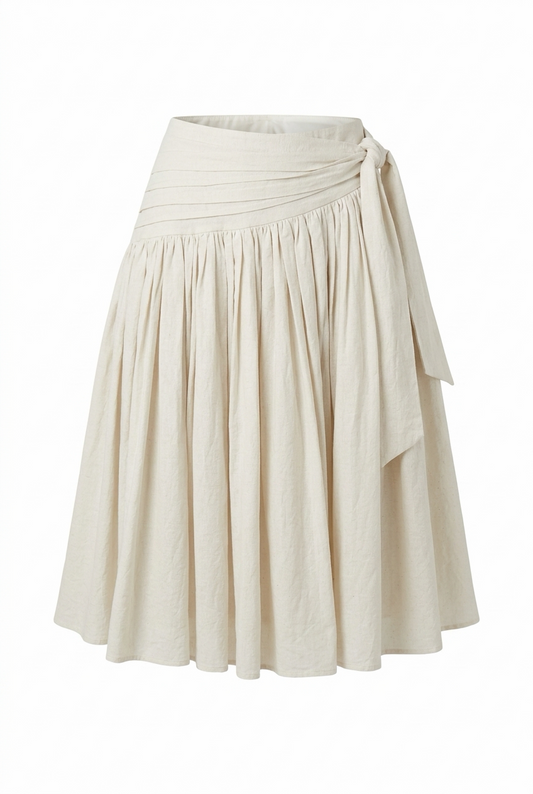 Ruch Waist Full Skirt - Ecru - June 30th Delivery