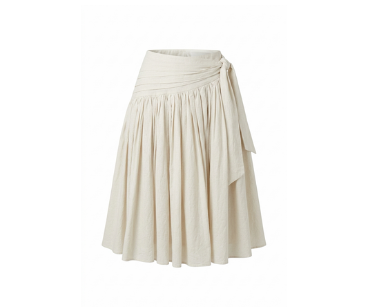 Ruch Waist Full Skirt - Ecru - June 30th Delivery