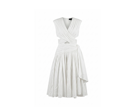 Cross Ruched Dress - Off White - June 30th Delivery