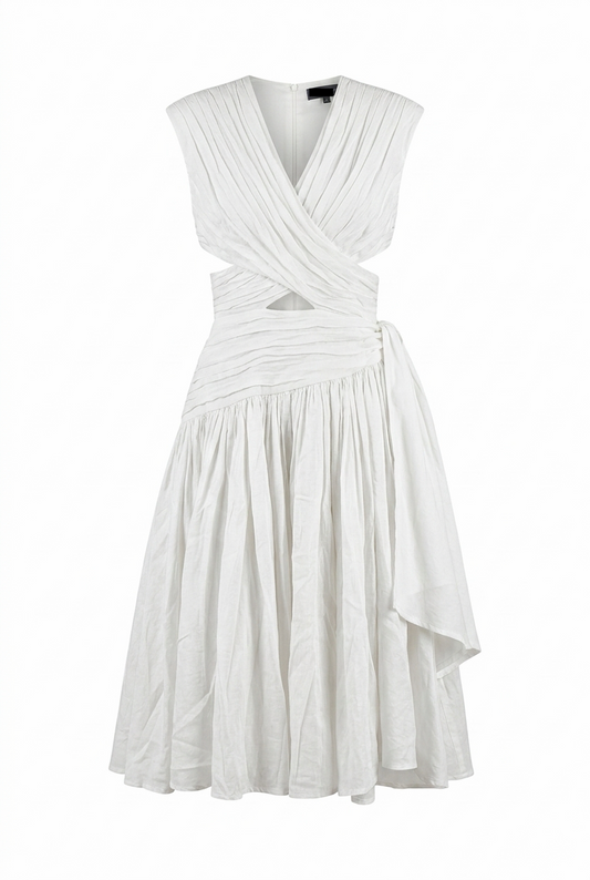 Cross Ruched Dress - Off White - June 30th Delivery