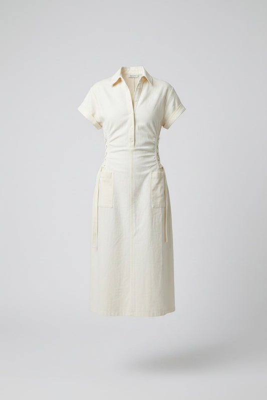 Loki Side Lace Midi Dress - Cream