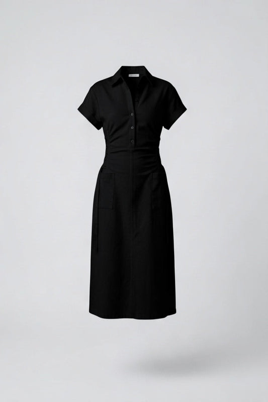 black lace midi dress, lace detail dress, elegant black dress, cocktail midi dress, fitted midi dress, side lace dress, shoulder lace dress, evening dress women, sophisticated black dress, special occasion dress, modern feminine dress, body skimming midi dress, designer black dress, cocktail party dress.