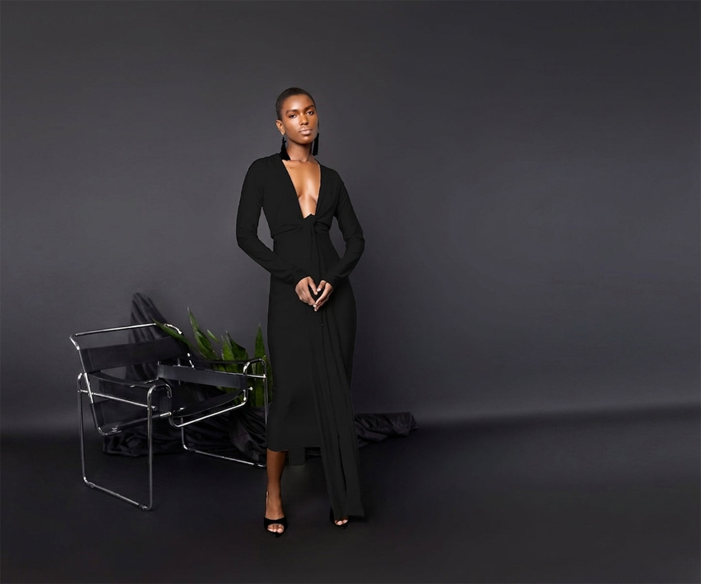 Maxi Fitted Joi Dress - Black - June 30th Delivery