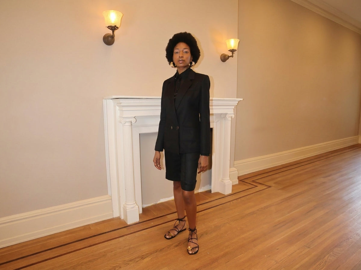 Boxy Linen Blazer - Black