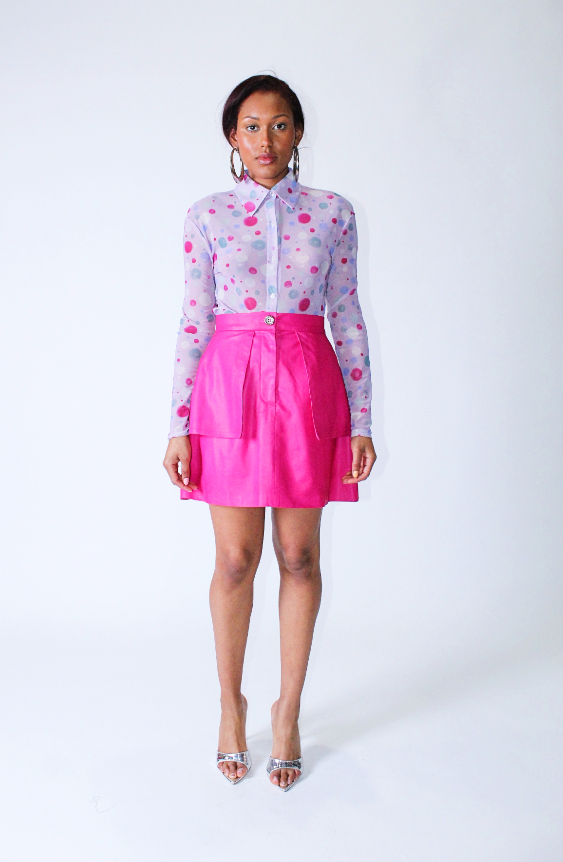 Mesh Button Dress Shirt - Confetti