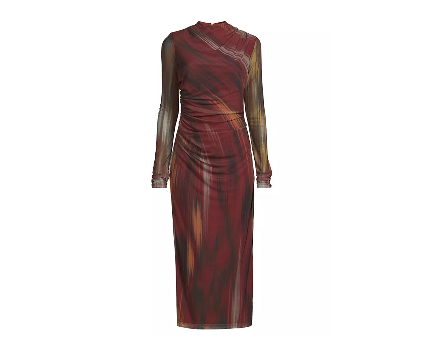 Printed Mesh Ruched Dress