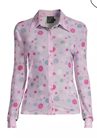Mesh Button Dress Shirt - Confetti