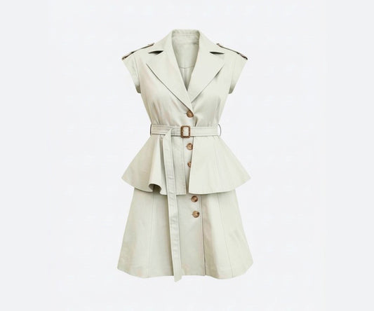 Trench Mini Flare Dress - Stone