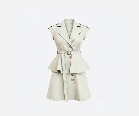 Trench Mini Flare Dress - Stone