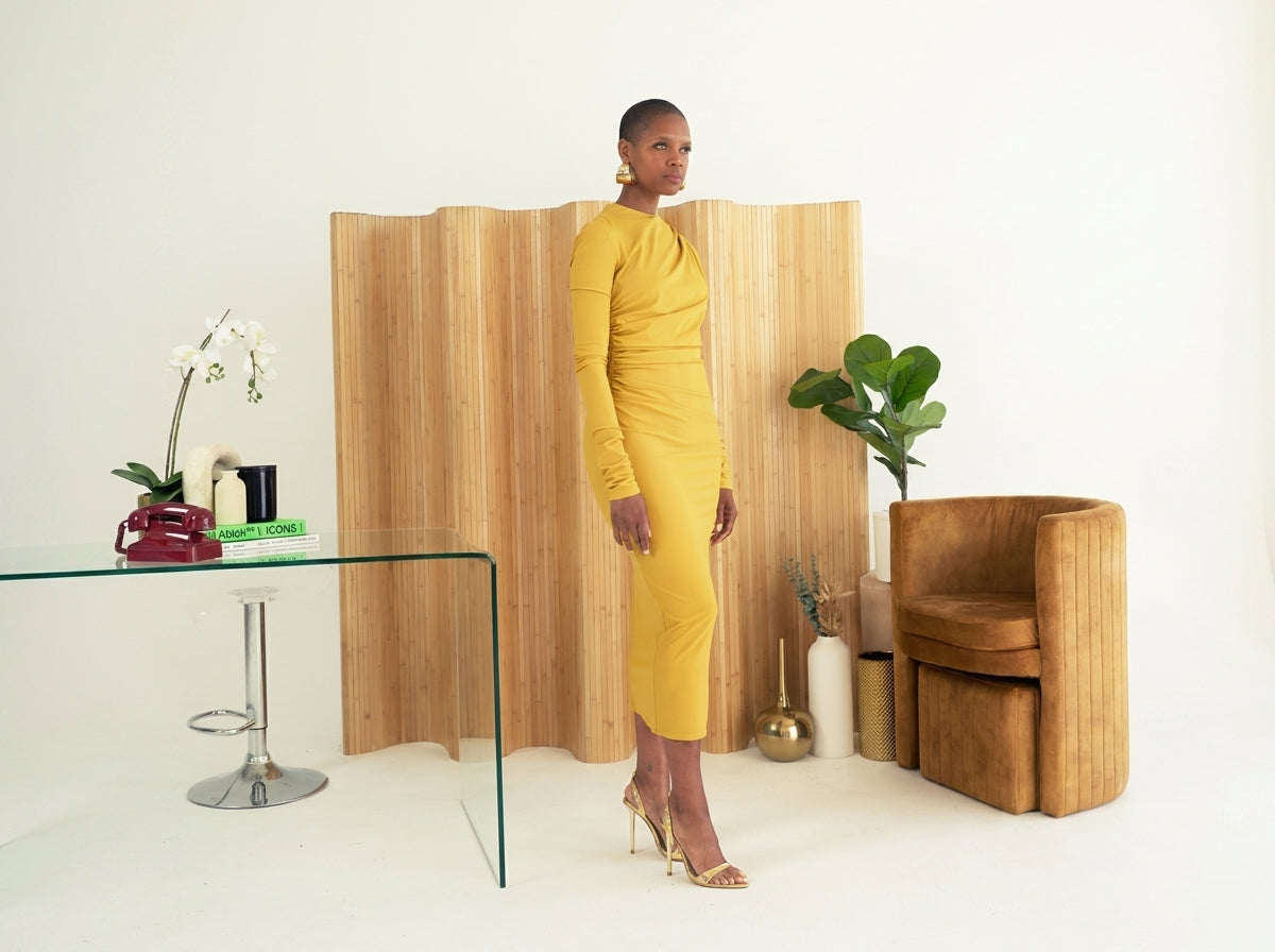 Double Ruched Dress - Marigold