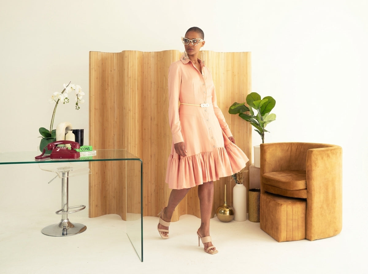 Button Front Ruffle Dress