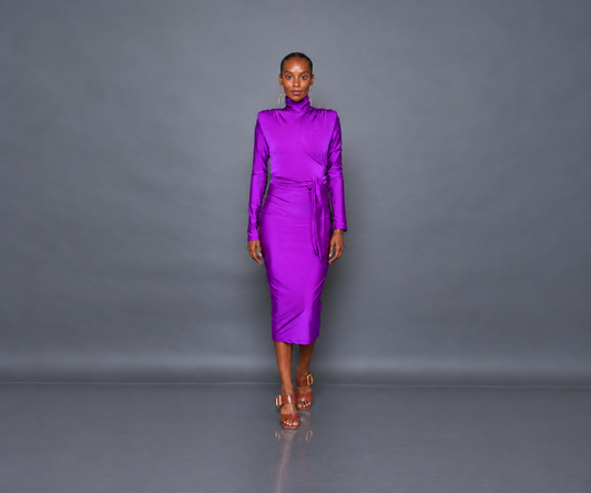 Long Sleeve Joi Turtleneck Spandex Midi Dress – Electricity