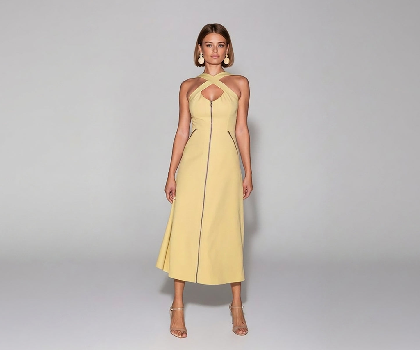 Crossover Zipper Front Dress