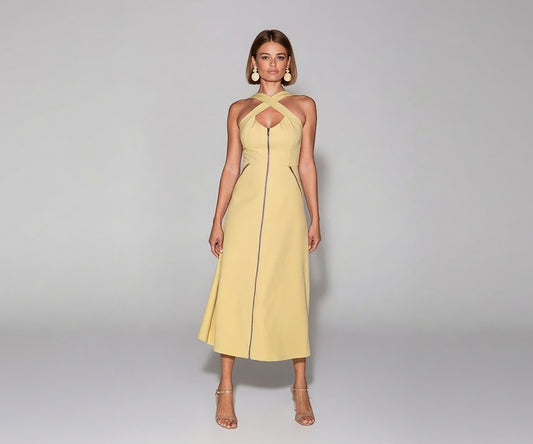 Crossover Zipper Front Dress