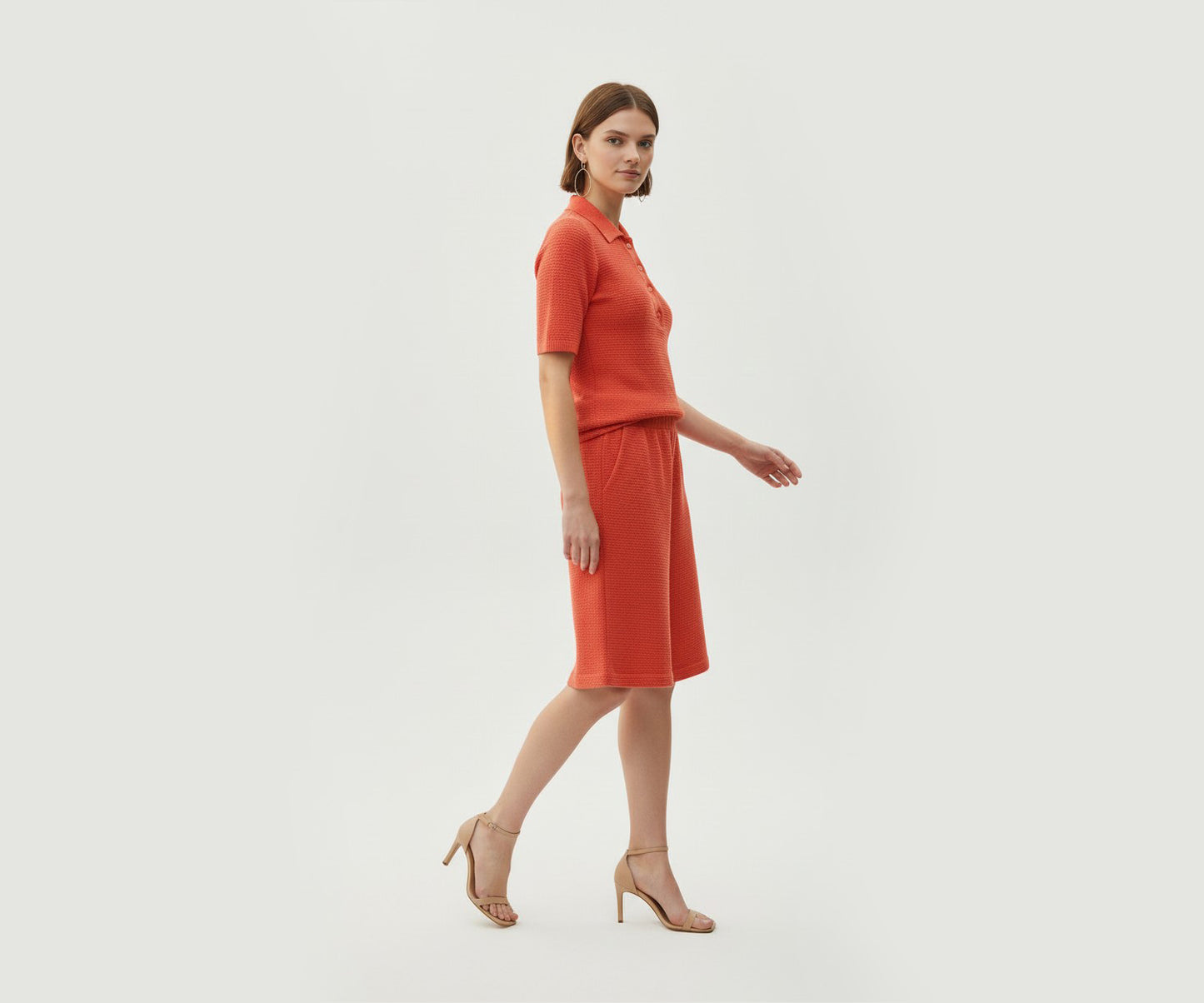 Beach Knit Polo Shirt - Tangerine