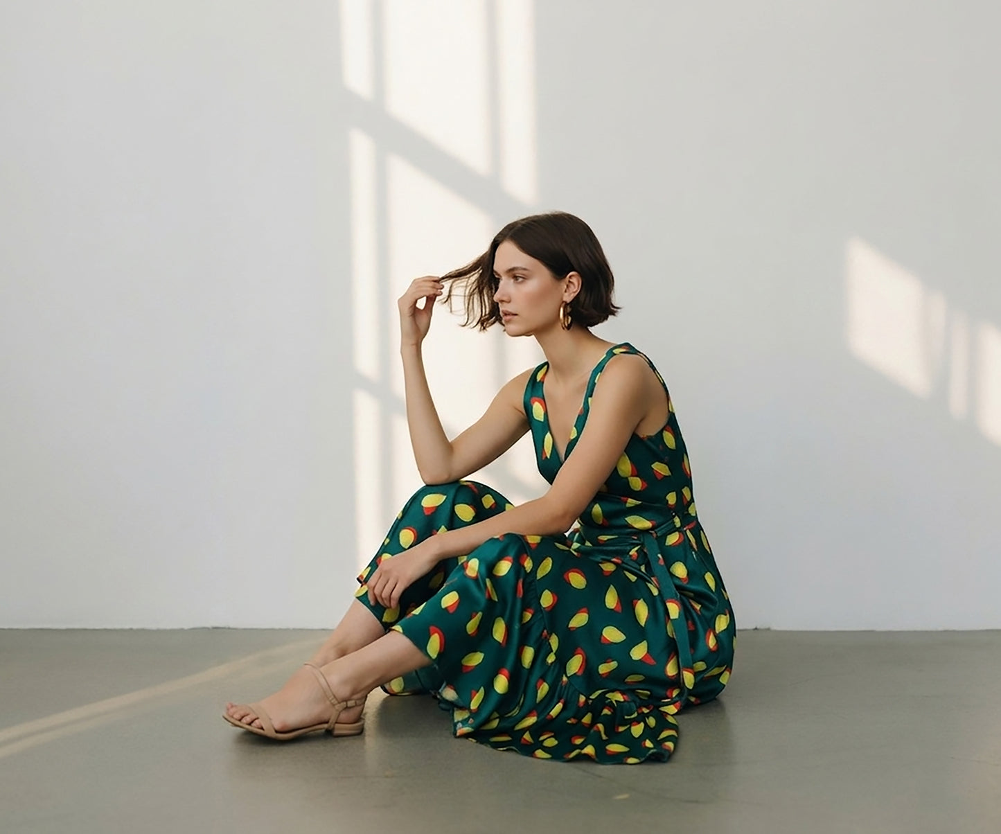 Leaf Print Maxi Wrap Dress