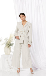 Cropped Wide Leg Suit Trouser