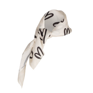 Scribble Heart Scarf - Cream