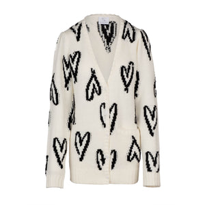 Scribble Heart Cardigan - Cream