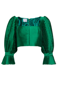 PLEATED SLEEVE BUSTIER - EMERALD