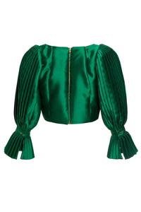 PLEATED SLEEVE BUSTIER - EMERALD