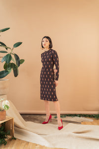 Tribal Dot Jacquard Midi Dress - Rich Coco