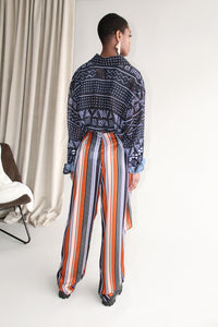 Vertical Stripe Wide Leg Pant