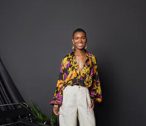Billow Sleeve Blouse - Wild Floral Print