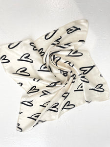 Scribble Heart Scarf - Cream