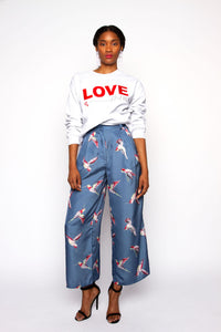 Red love grey heather sweatshirt 