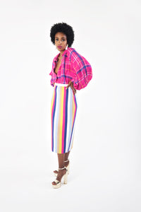 Plaid Billow Sleeve Blouse