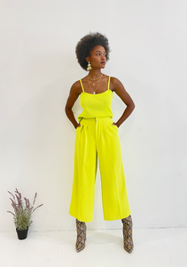 CHARTREUSE WIDE LEG TROUSER