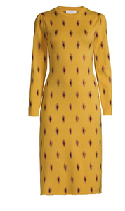 Tribal Dot Jacquard Midi Dress - Gold